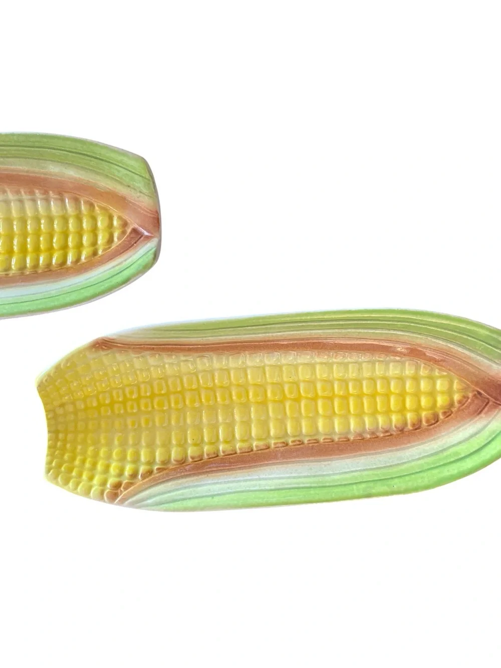 Vintage Ceramic Corn on the Cob Dish Set whimsical 60s 70s dining  Handmade